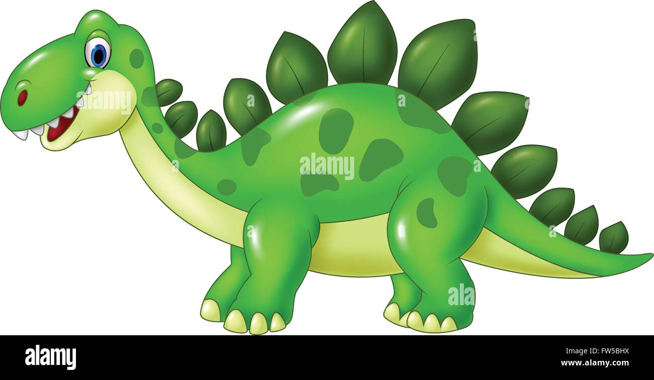 Cartoon funny Stegosaurus mascot isolated on white background Stock ...