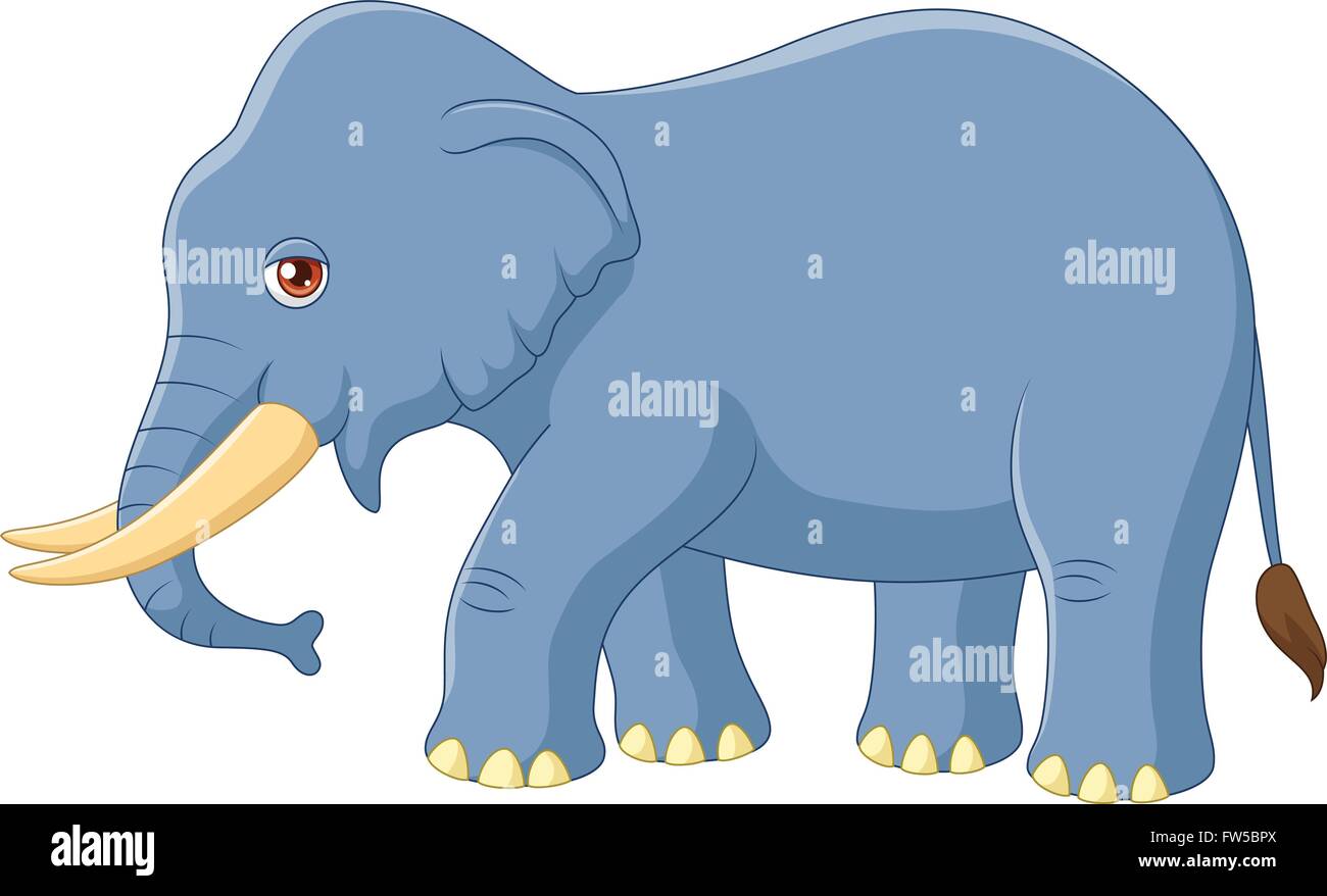 Cartoon elephant mascot isolated on white background Stock Vector