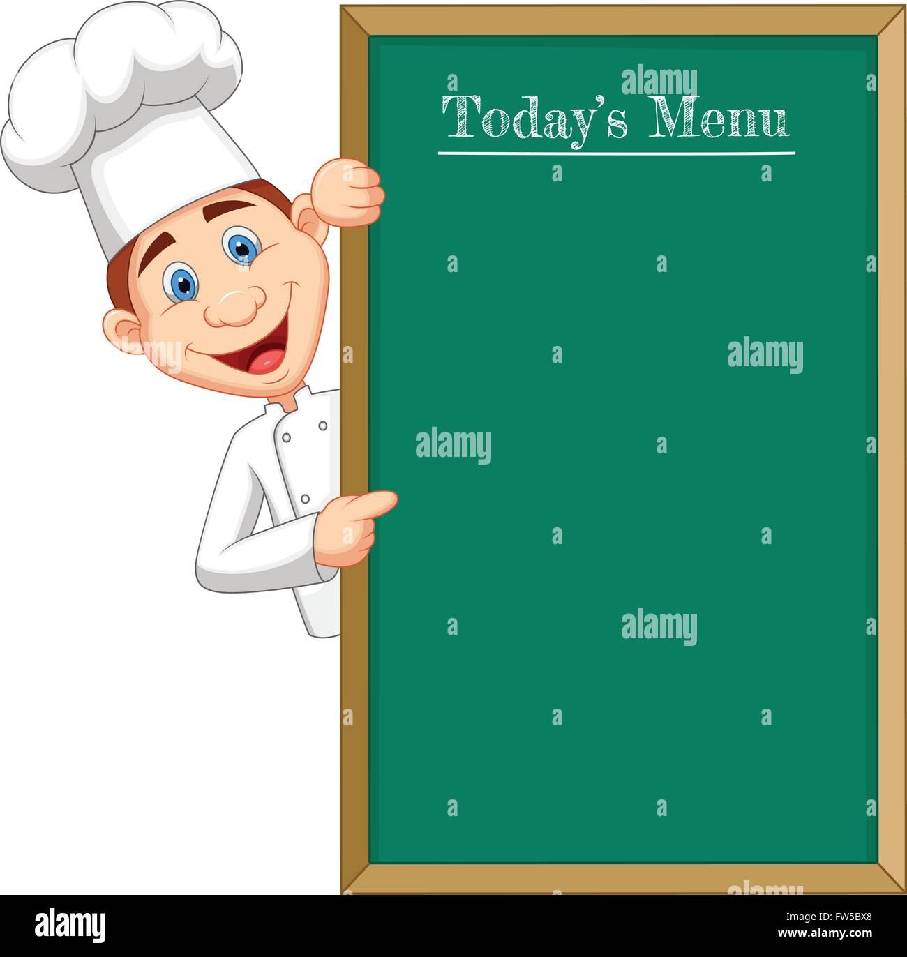 Cartoon chef cloche pointing at menu board Stock Vector