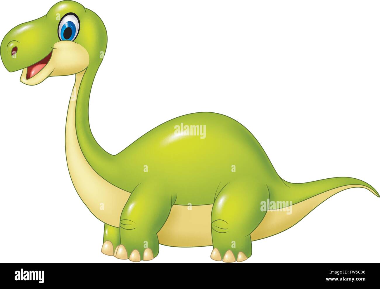 Cartoon green dinosaur isolated on white background Stock Vector Image ...