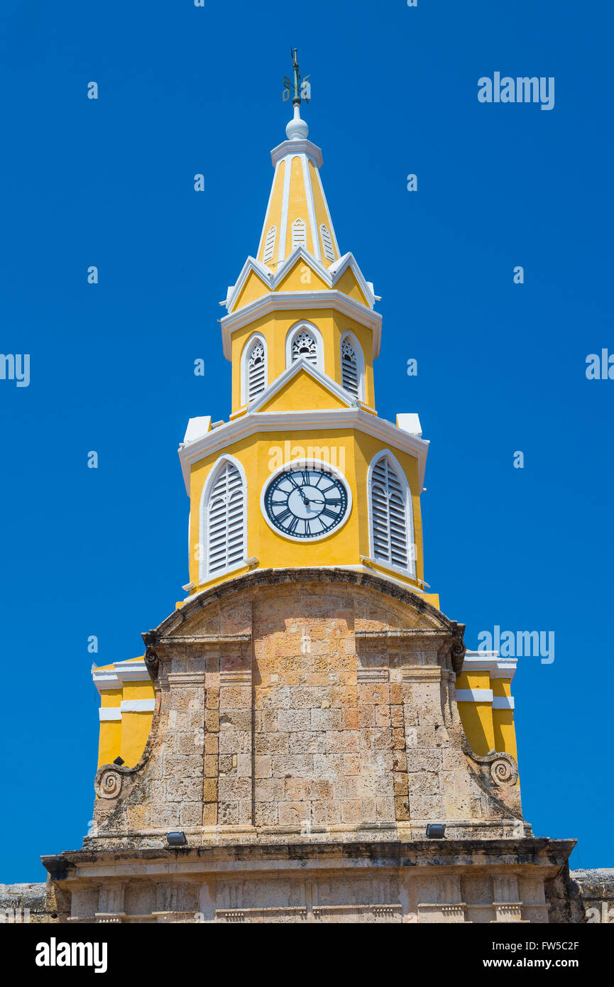 The Clock tower in the entrance to the old town of Cartagena Colombia