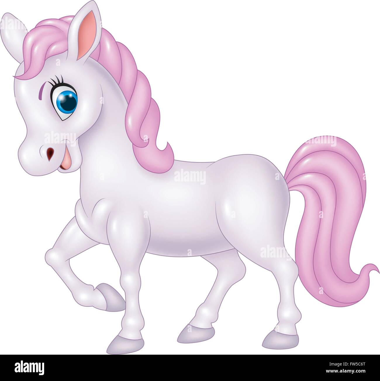 Cute pony horse isolated on white background Stock Vector