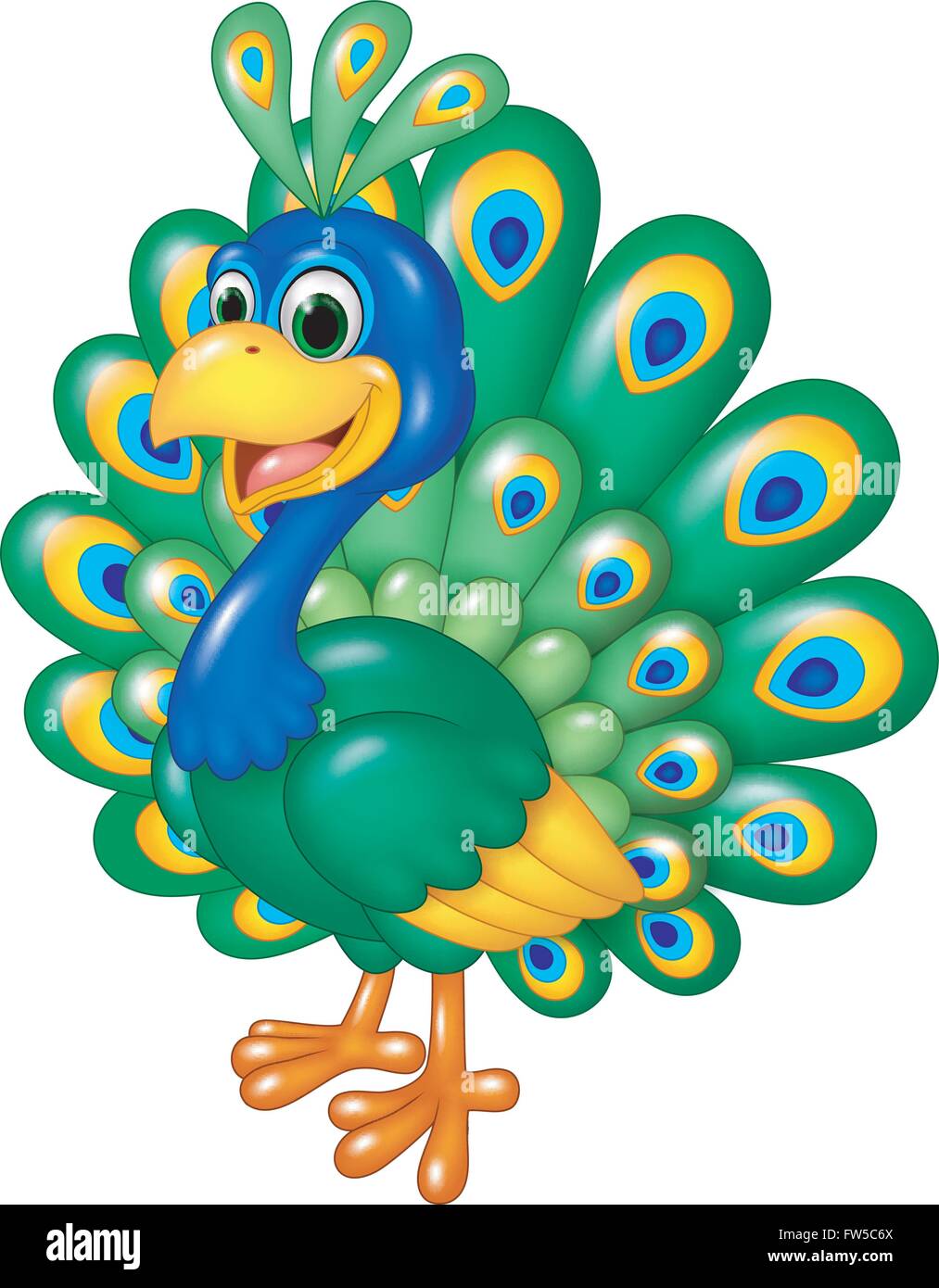 Cartoon funny peacock isolated on white background Stock Vector Image & Art  - Alamy