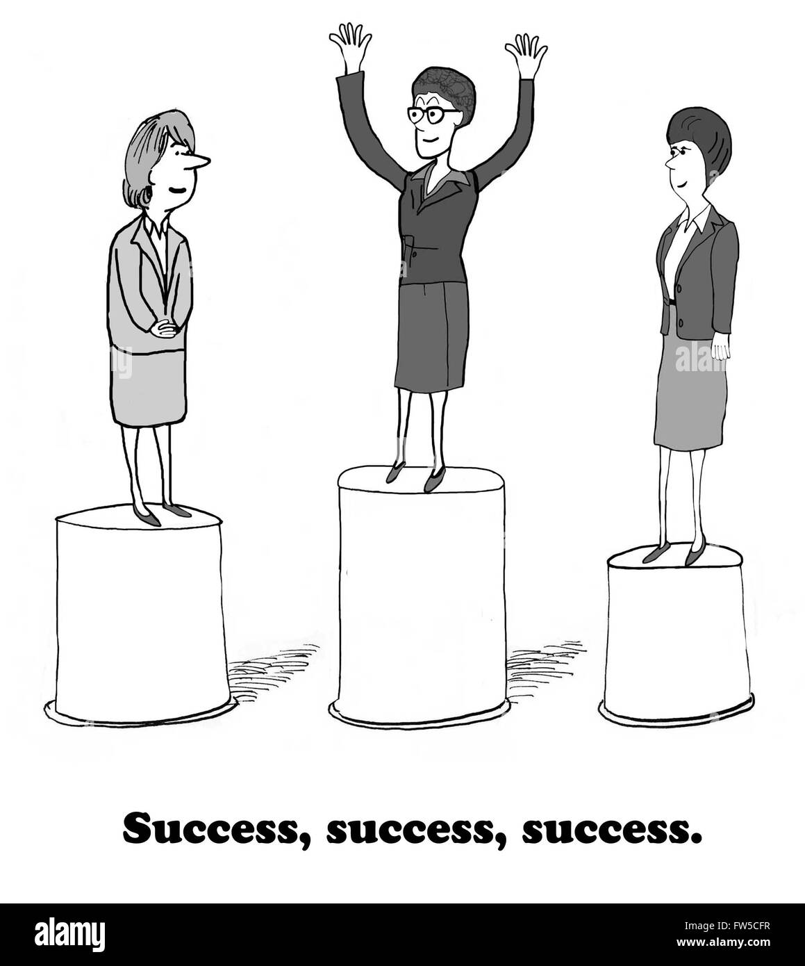 Business cartoon about success. Stock Photo