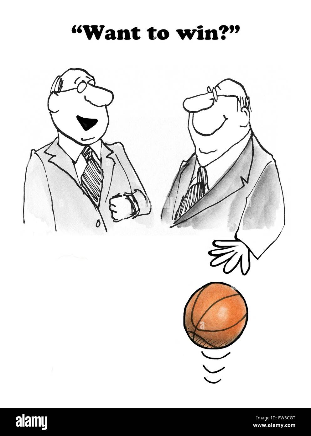 Business cartoon about wanting to win. Stock Photo
