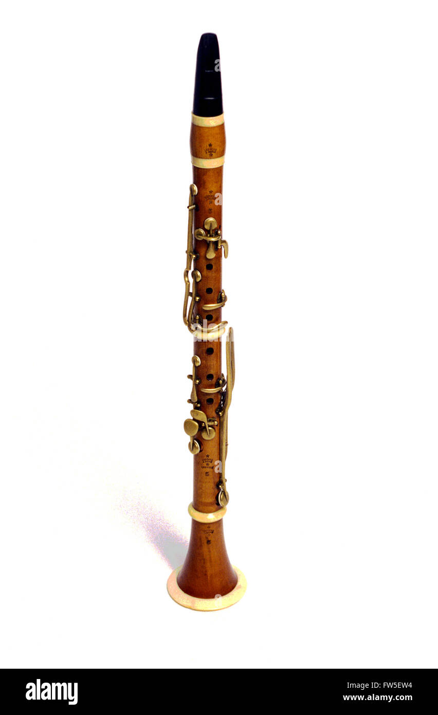 CLARINET - mid 19th century clarinet in C by Lefêvre à Paris, 13-keyed, original mouthpiece Stock Photo