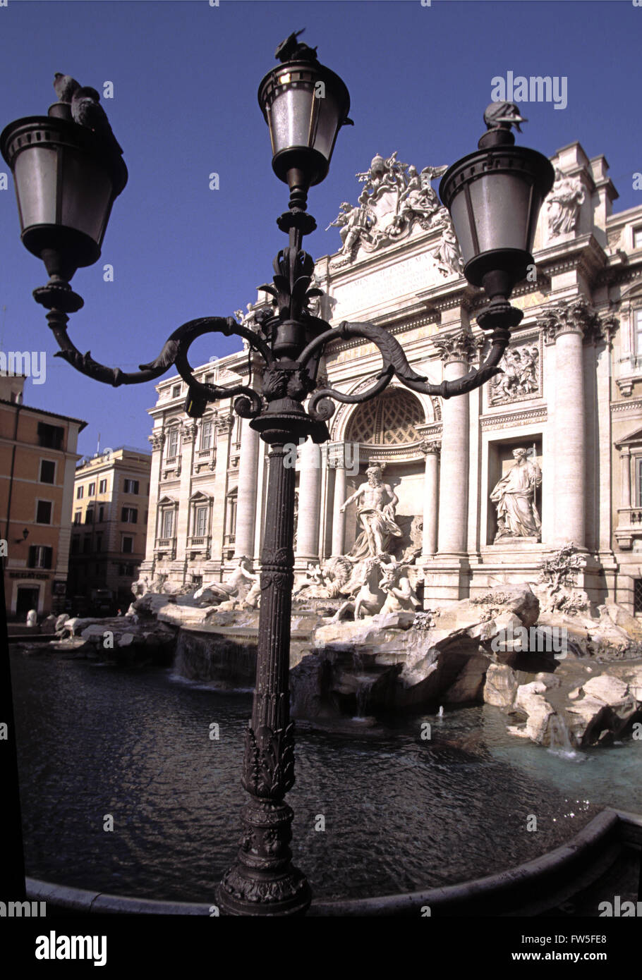 Trevi Fountain, Rome. Built by Nicola Salvi, 1732. Ottorino Respighi wrote the opera ' Fontane di Roma ' (Fountains of Rome) Stock Photo