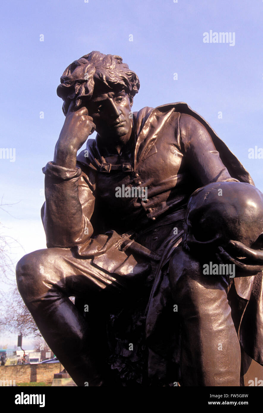 Hamlet statue of the character from Shakespeare 's play in a park by