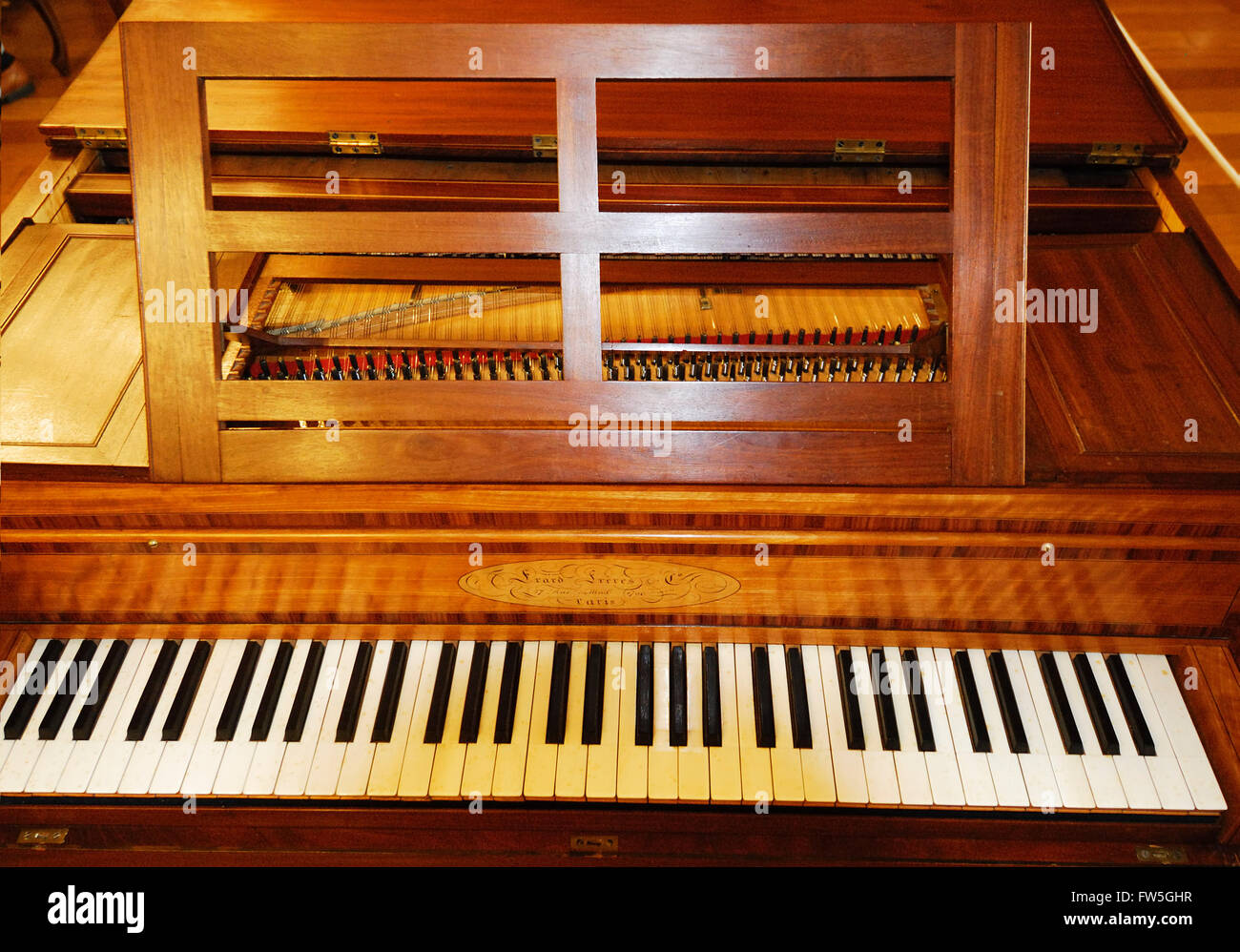Pianoforte - (in form of harpsichord) by Erard Frères, Paris, 1790. Bought by Mme Bartholdi, Colmar, December 1837. ‘English Stock Photo