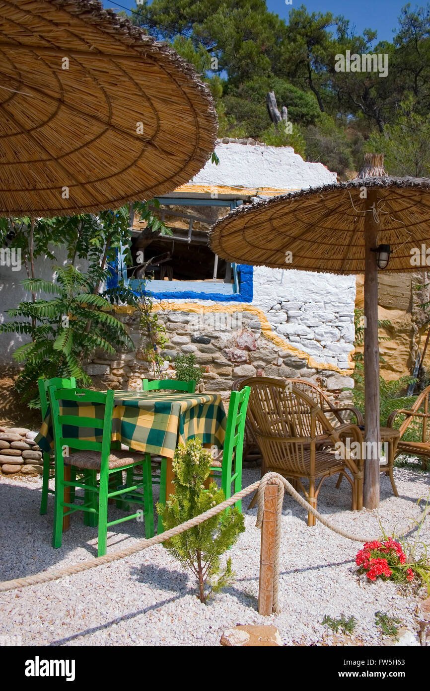 Taverna limenaria Greek Island of Thassos  North Aegean Sea Greece EU Europe Stock Photo