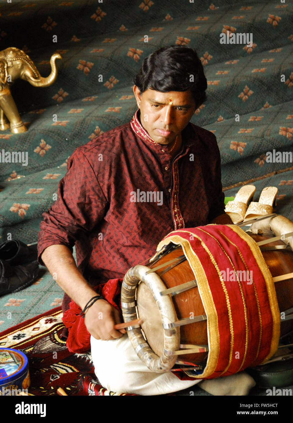 Indian thavil or malem, drum from Tamil South India, at Hindu wedding