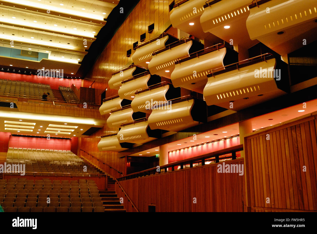 Royal Festival Hall, RFH, London's principal concert hall on South Bank; interior of refurbished auditorium with boxes Stock Photo