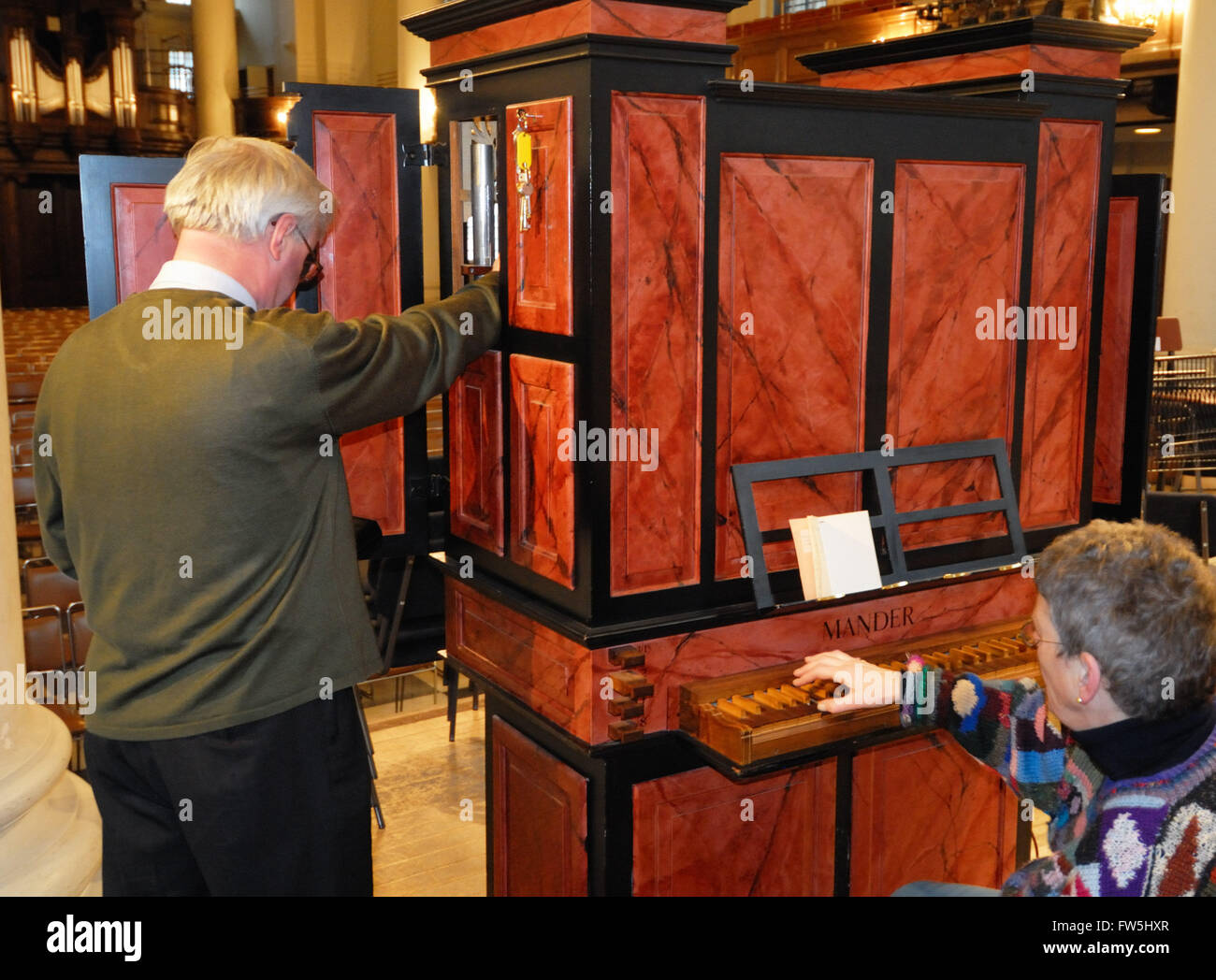 Michael Broadway of N. P. Mander pipe organ builders, tuning chamber