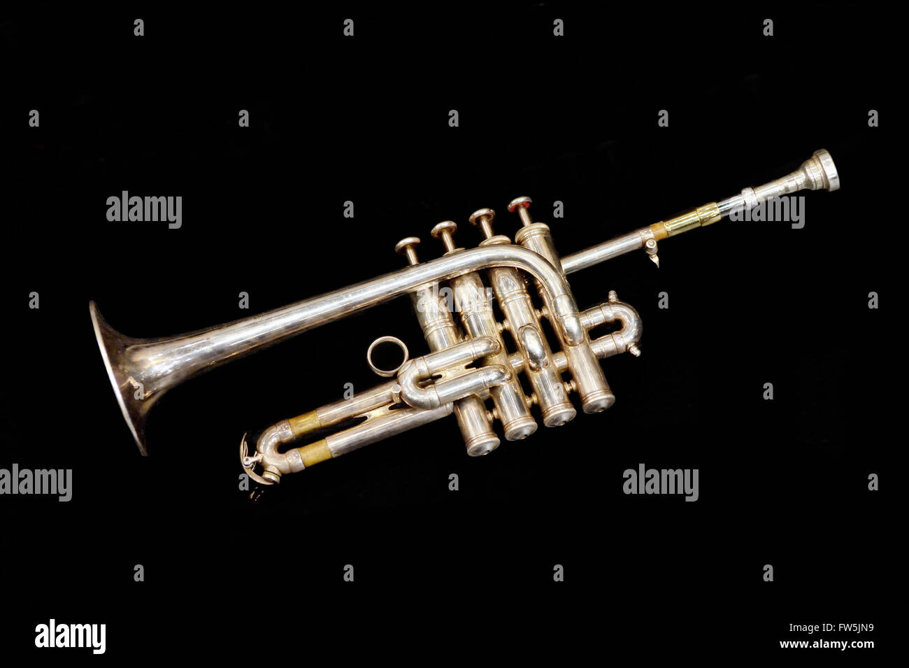 piccolo trumpet in A by Besson, 'long' model, showing lead pipe to