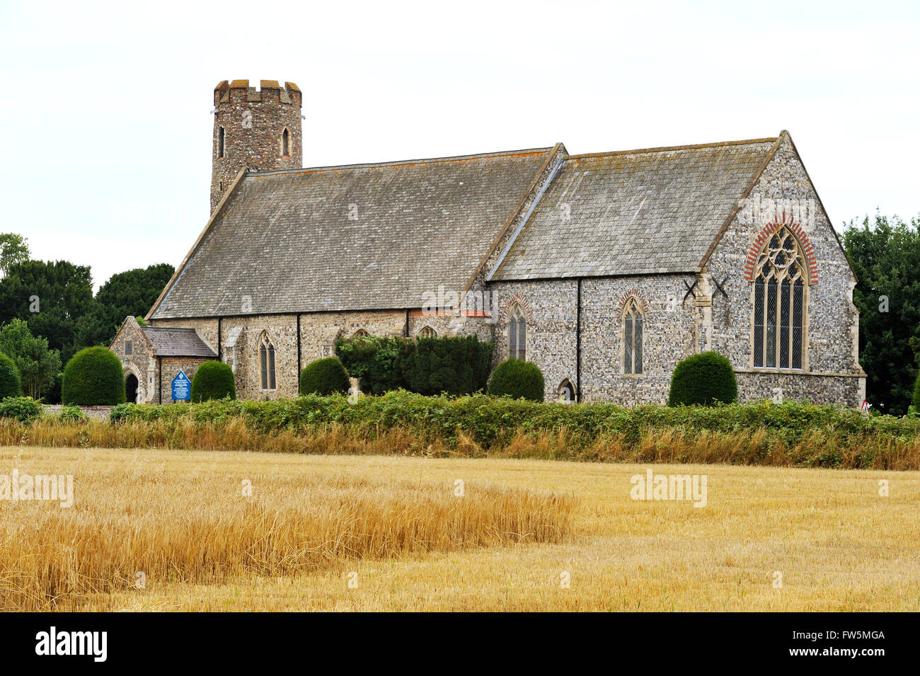 St Mary's church, Blundeston near Lowestoft, Suffolk, across corn