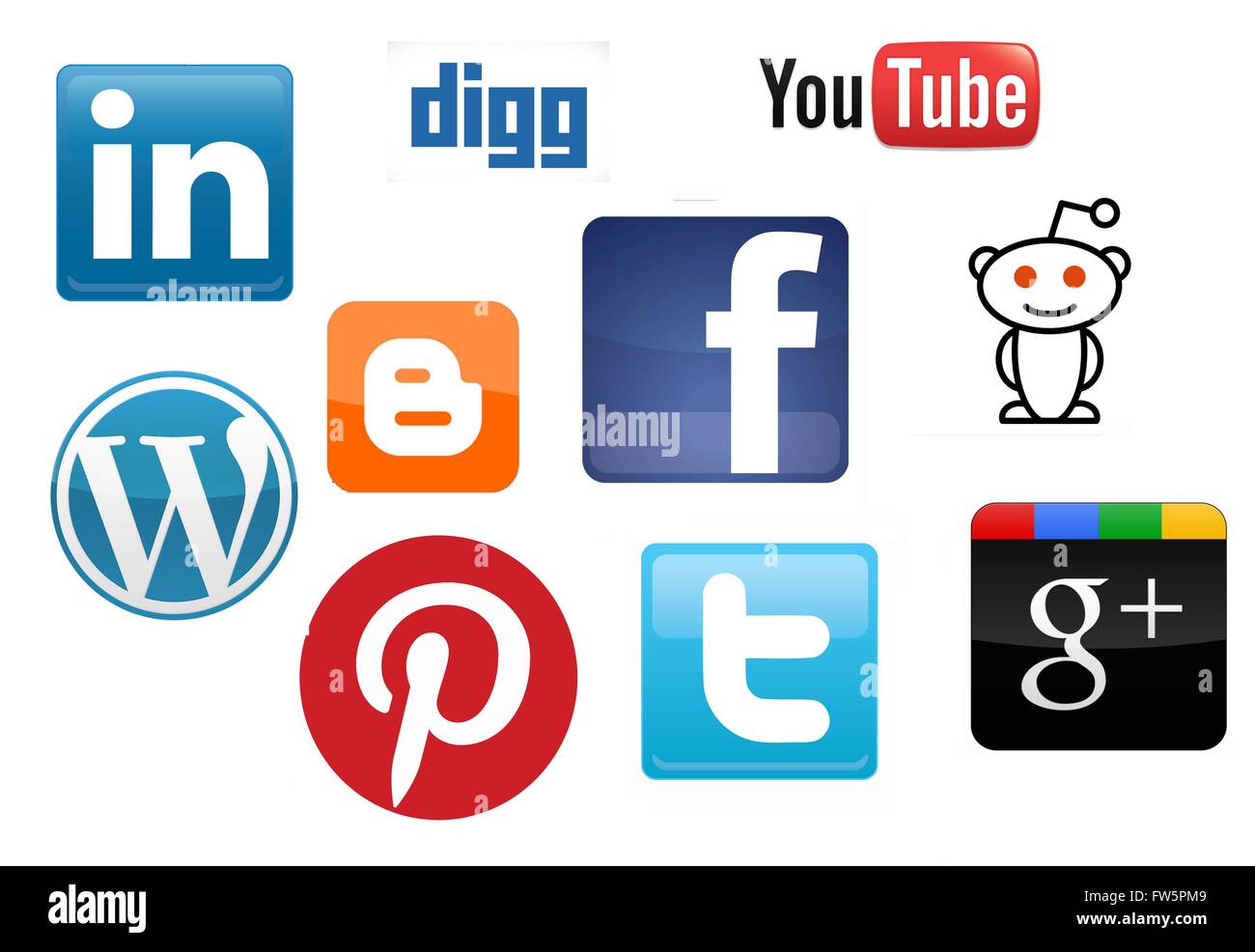 Collection Of Social Media App Icons Arranged In A White Background Stock Photo Alamy