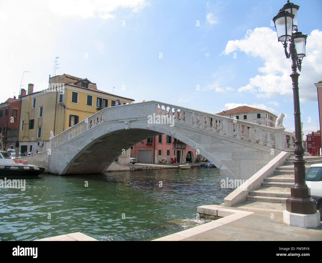 Marble footbridge over the Canale Vena, Chioggia. Stock Photo