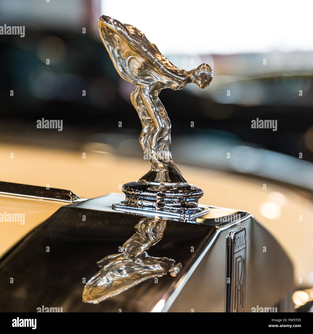 Verona, Italy - May 09,2015: The Spirit of Ecstasy is the bonnet ornament on Rolls-Royce cars. Stock Photo