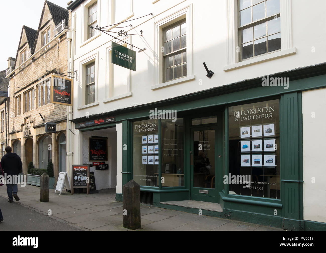 Thomson and Partners chartered surveyors and property consultants in Black Jack Street, Cirencester, Gloucestershire, UK Stock Photo