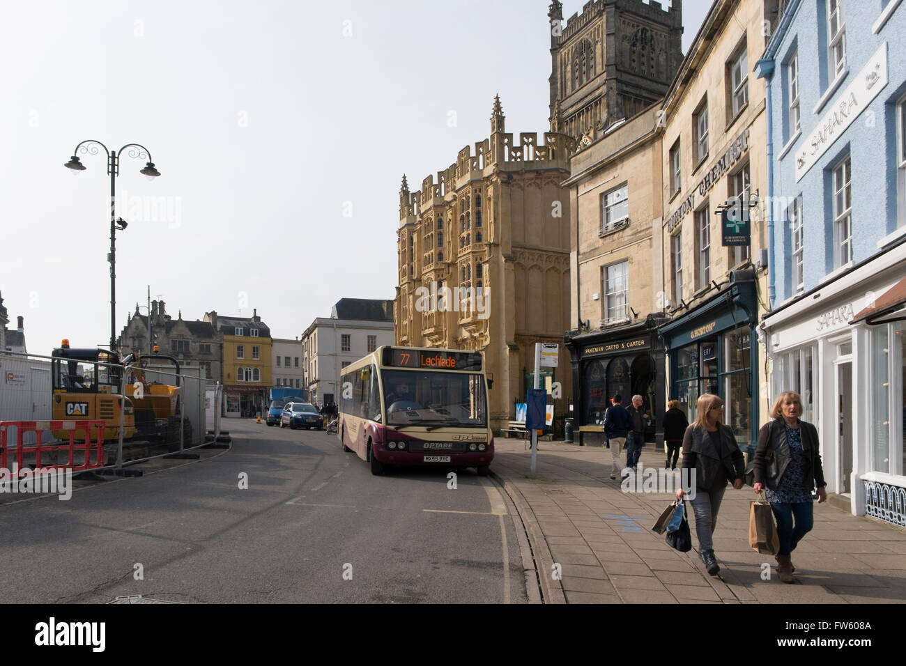 77 bus to Lechlade at the bus stop in Market Place, Cirencester