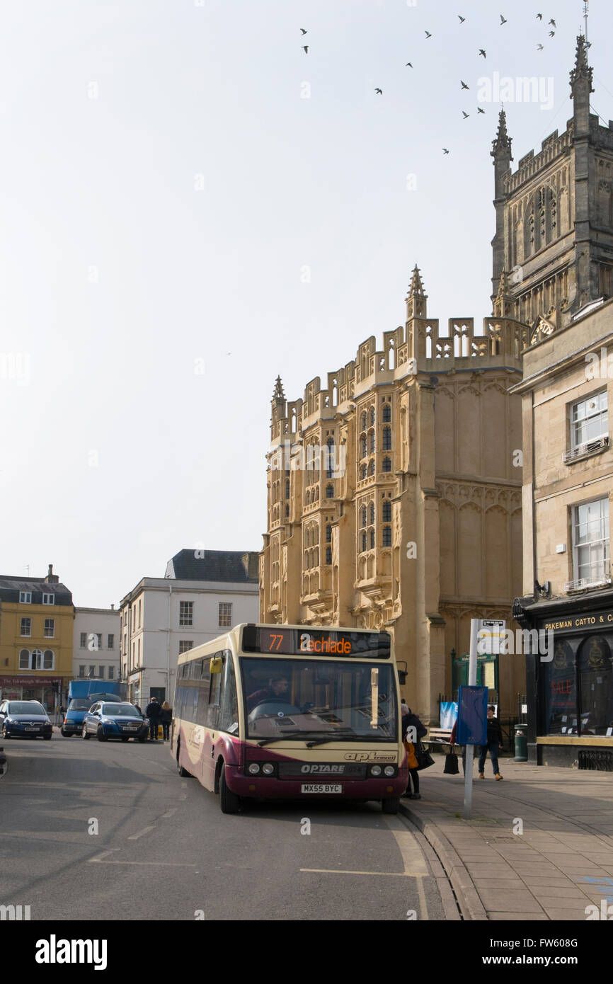 77 bus to Lechlade at the bus stop in Market Place, Cirencester