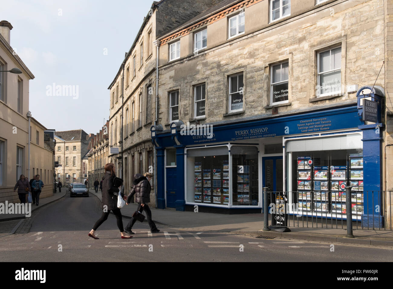 Perry Bishop Estate Agents in Silver Street, Cirencester, Gloucestershire, UK Stock Photo