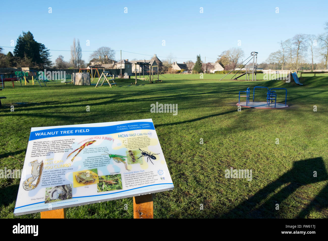 Walnut Tree Field playground in Fairford, Gloucestershire, UK Stock Photo