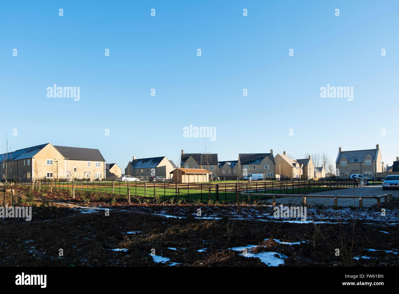 New housing development on Pips Field on the outskirts of Cotswold
