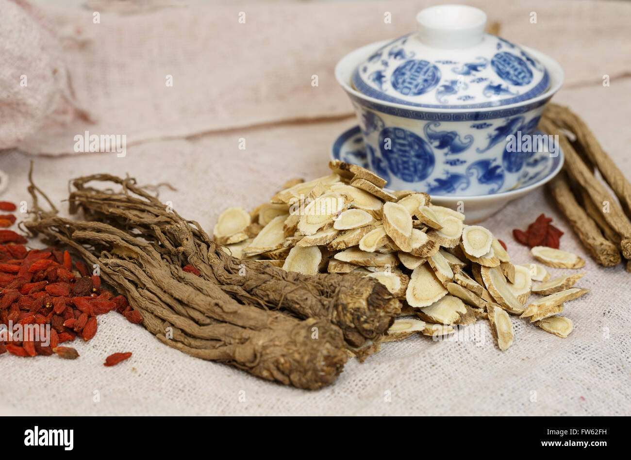 Chinese Medicine，  Nourishing herbs   ，All kinds of nourishing herbs still lifes close-up Stock Photo