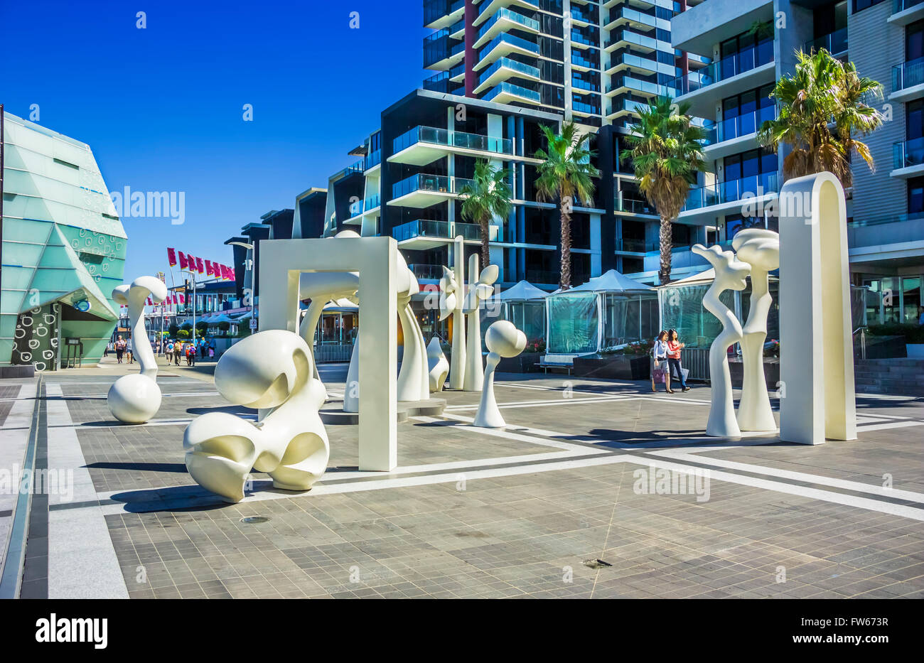 'Silence' Public Art Sculpture by artist Adrian Mauriks, NewQuay, Docklands, Melbourne Australia Stock Photo