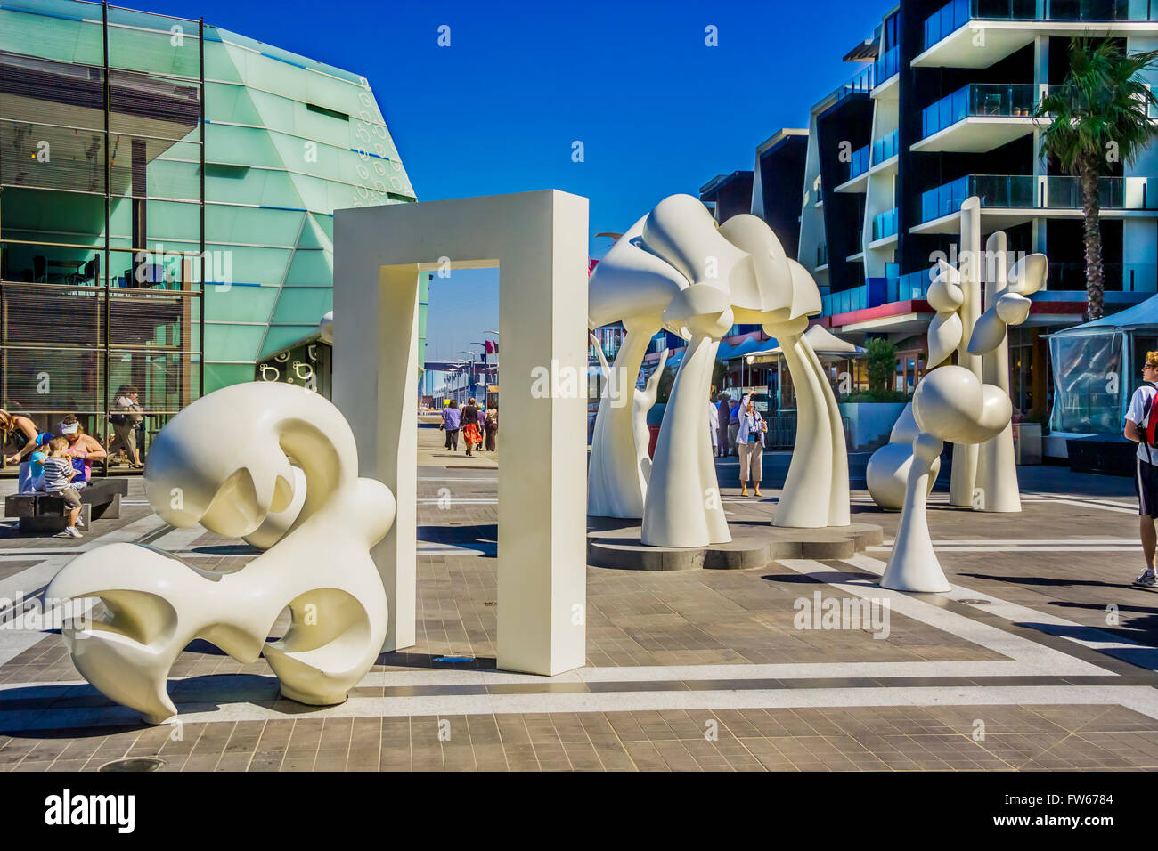 'Silence' Public Art Sculpture by artist Adrian Mauriks, NewQuay, Docklands, Melbourne Australia Stock Photo