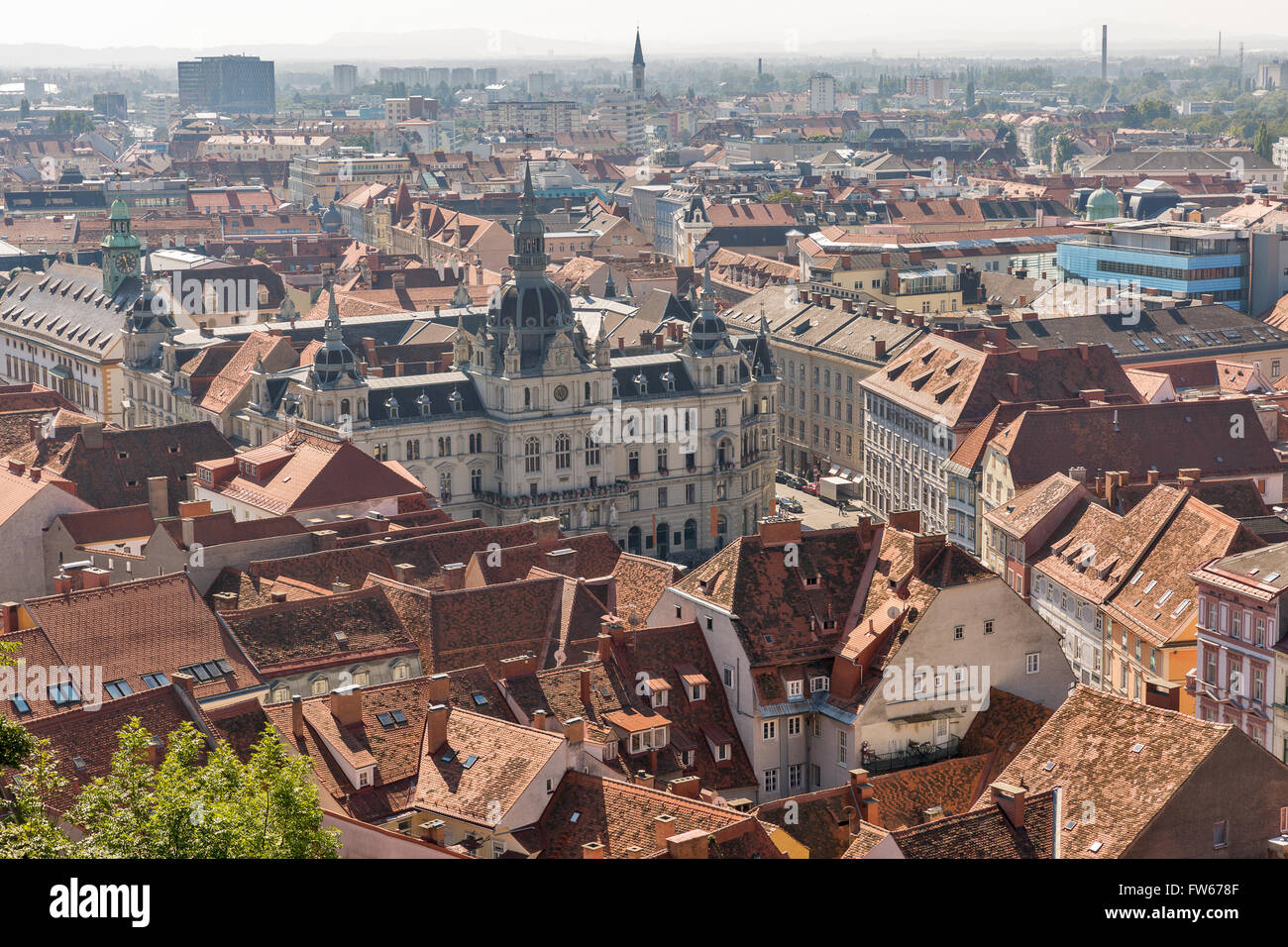 Graz aerial downtown cityscape with Town Hall, Austria Stock Photo - Alamy