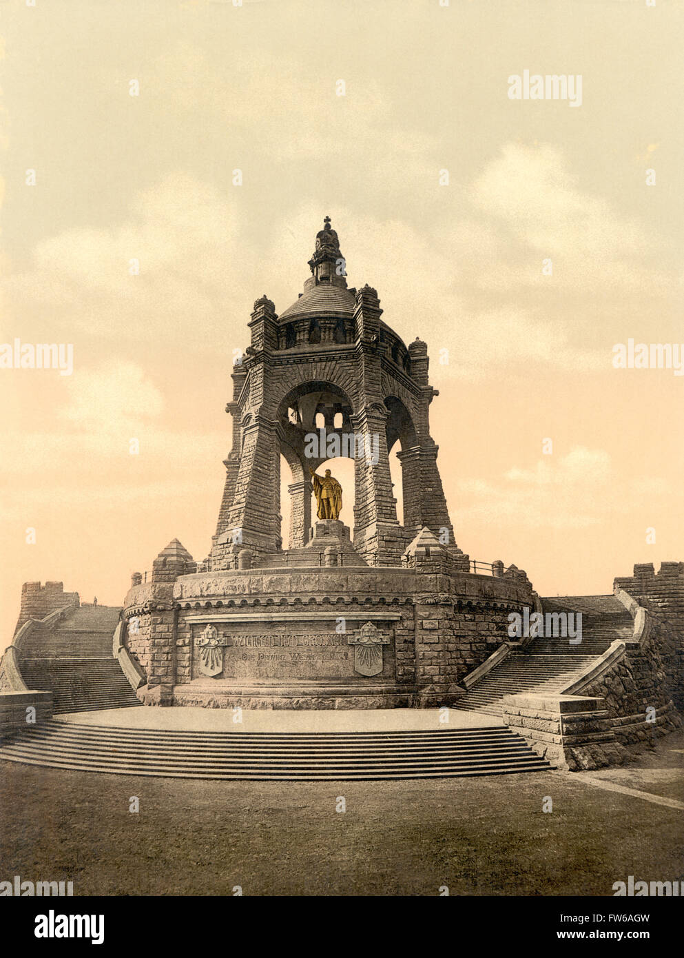 Kaiser Wilhelm Monument, Westphalia, Germany, Photochrome Print, circa 1900 Stock Photo