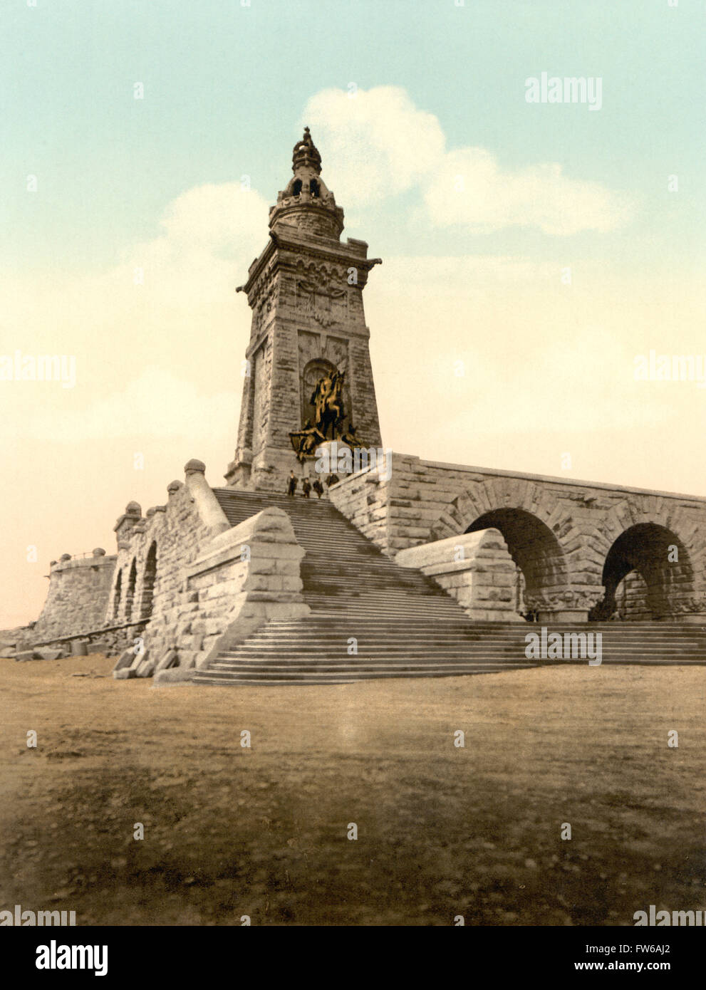 Monument of Kaiser Wilhelm, Thuringia, Germany, Photochrome Print, circa 1900 Stock Photo
