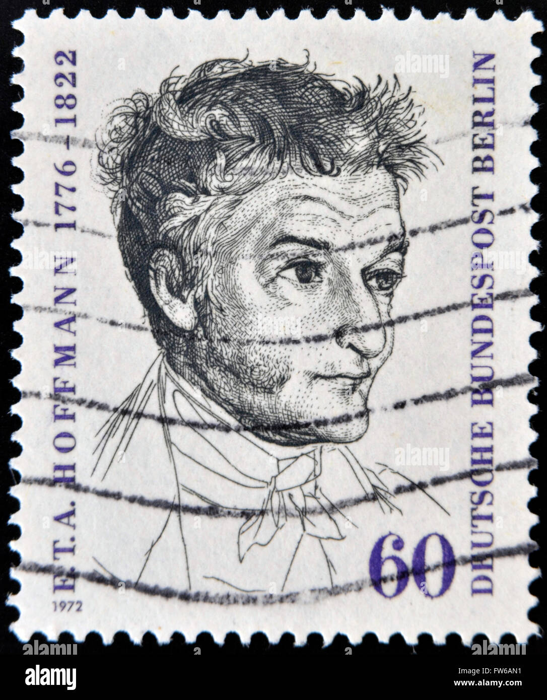 EAST GERMANY - CIRCA 1972: A stamp printed in Germany shows Ernst Theodor Amadeus Hoffmann, circa 1972 Stock Photo