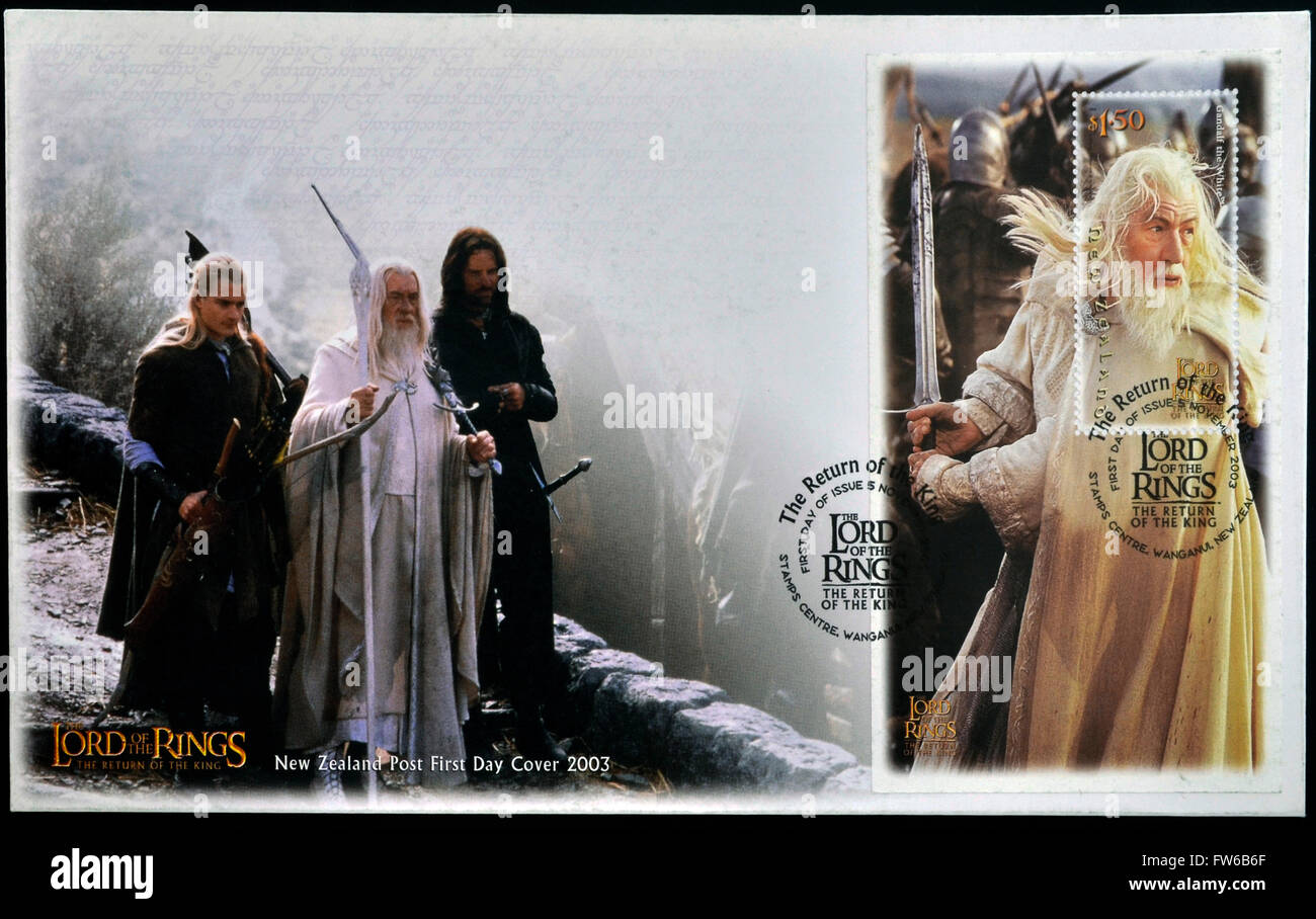NEW ZEALAND - CIRCA 2003: stamp printed in New Zealand dedicated to The Lord of the Rings shows Gandalf the white, circa 2003 Stock Photo