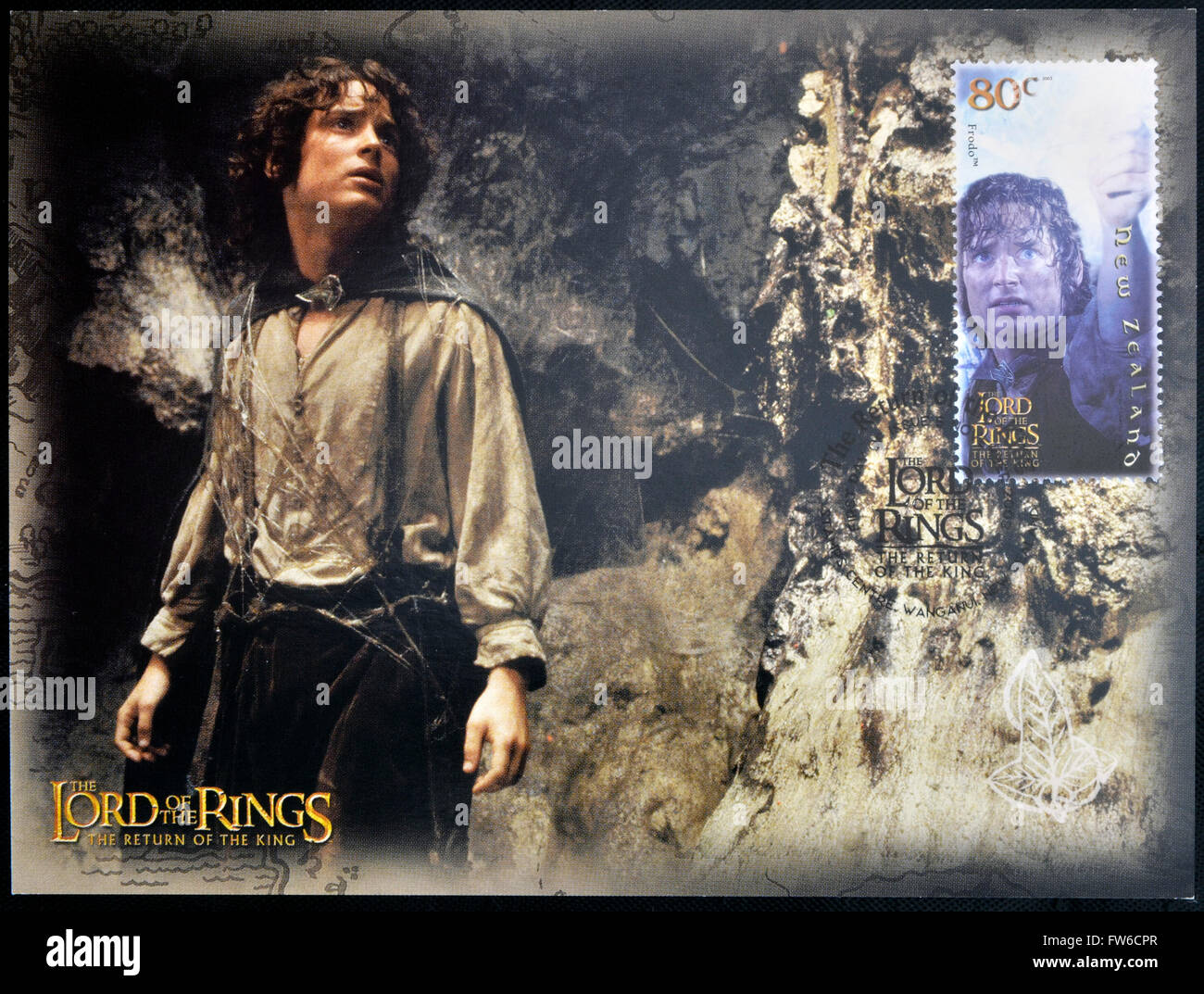 NEW ZEALAND - CIRCA 2003: A stamp printed in New Zealand dedicated to The Lord of the Rings shows Frodo, circa 2003 Stock Photo