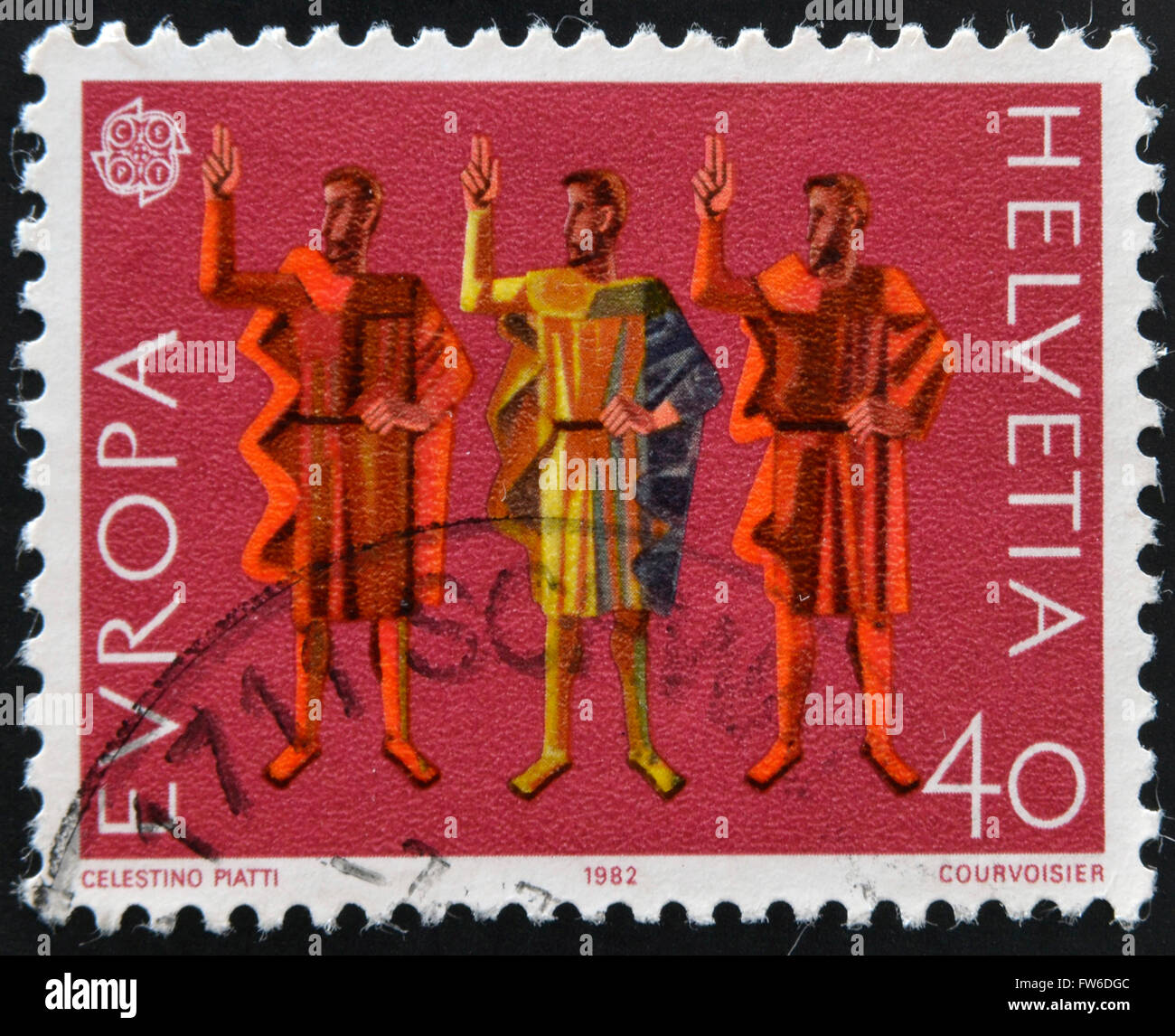 SWITZERLAND - CIRCA 1982: a stamp printed in Switzerland shows Oath of  Eternal Fealty, circa 1982 Stock Photo - Alamy