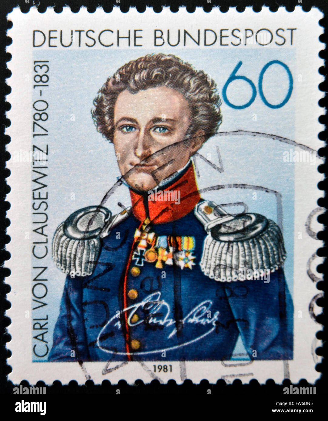 GERMANY- CIRCA 1981: A stamp printed in Germany shows image of the Carl Philipp Gottfried von Clausewitz, circa 1981. Stock Photo