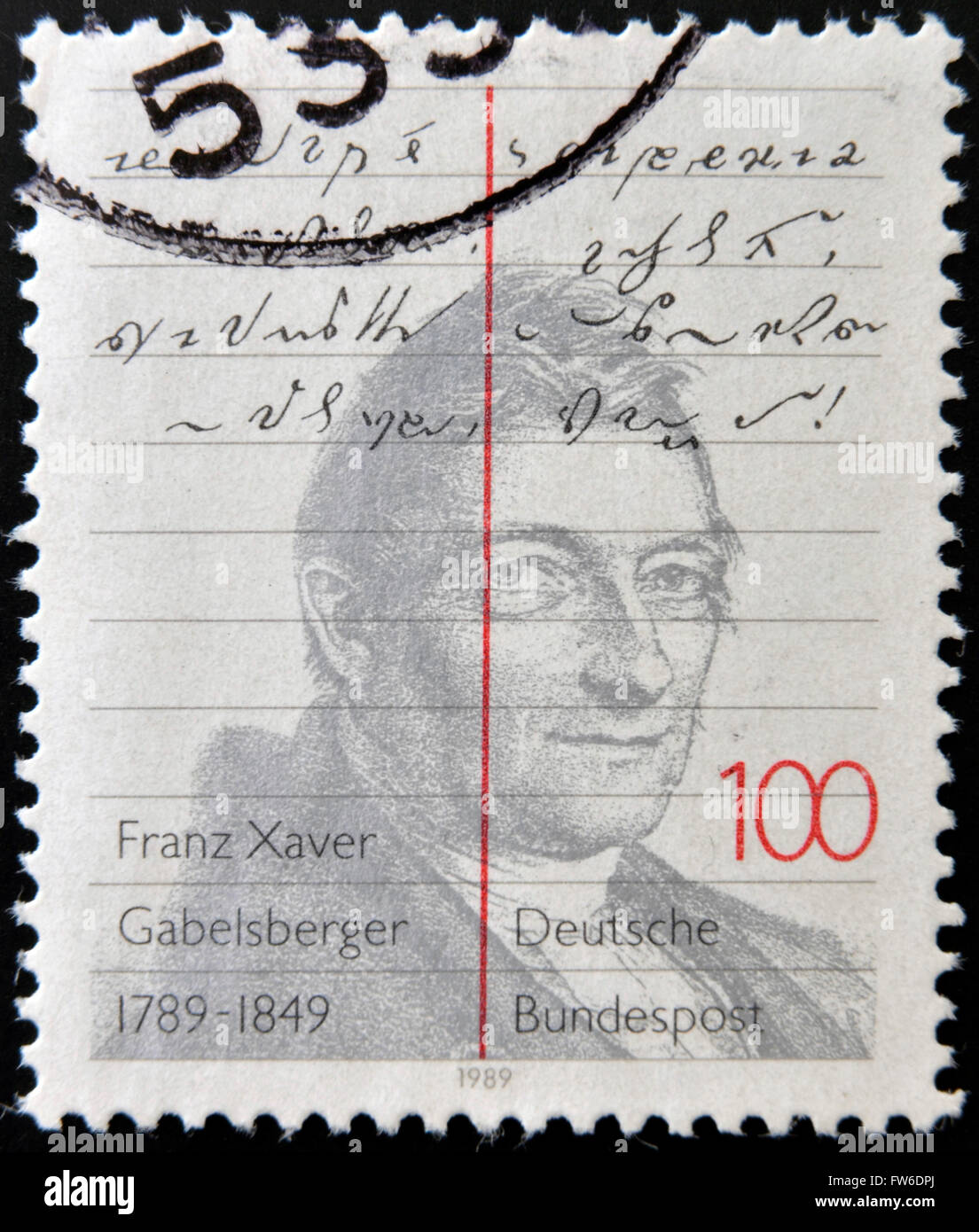 GERMANY - CIRCA 1989: A stamp printed in Germany shows Franz Xaver Gabelsberger, circa 1989 Stock Photo