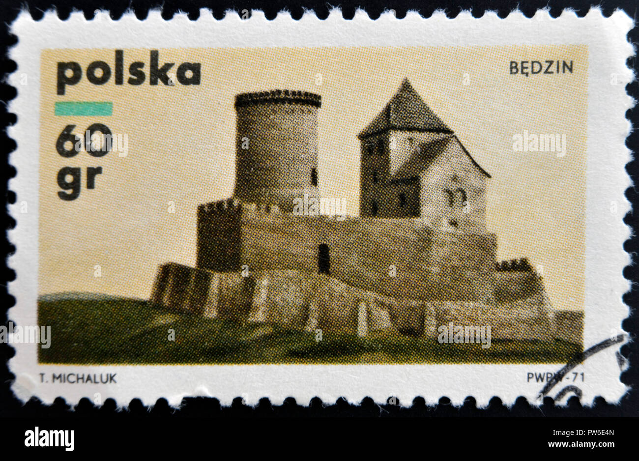 POLAND - CIRCA 1971: A stamp printed in Poland shows a Castle, Bedzin, circa 1971 Stock Photo