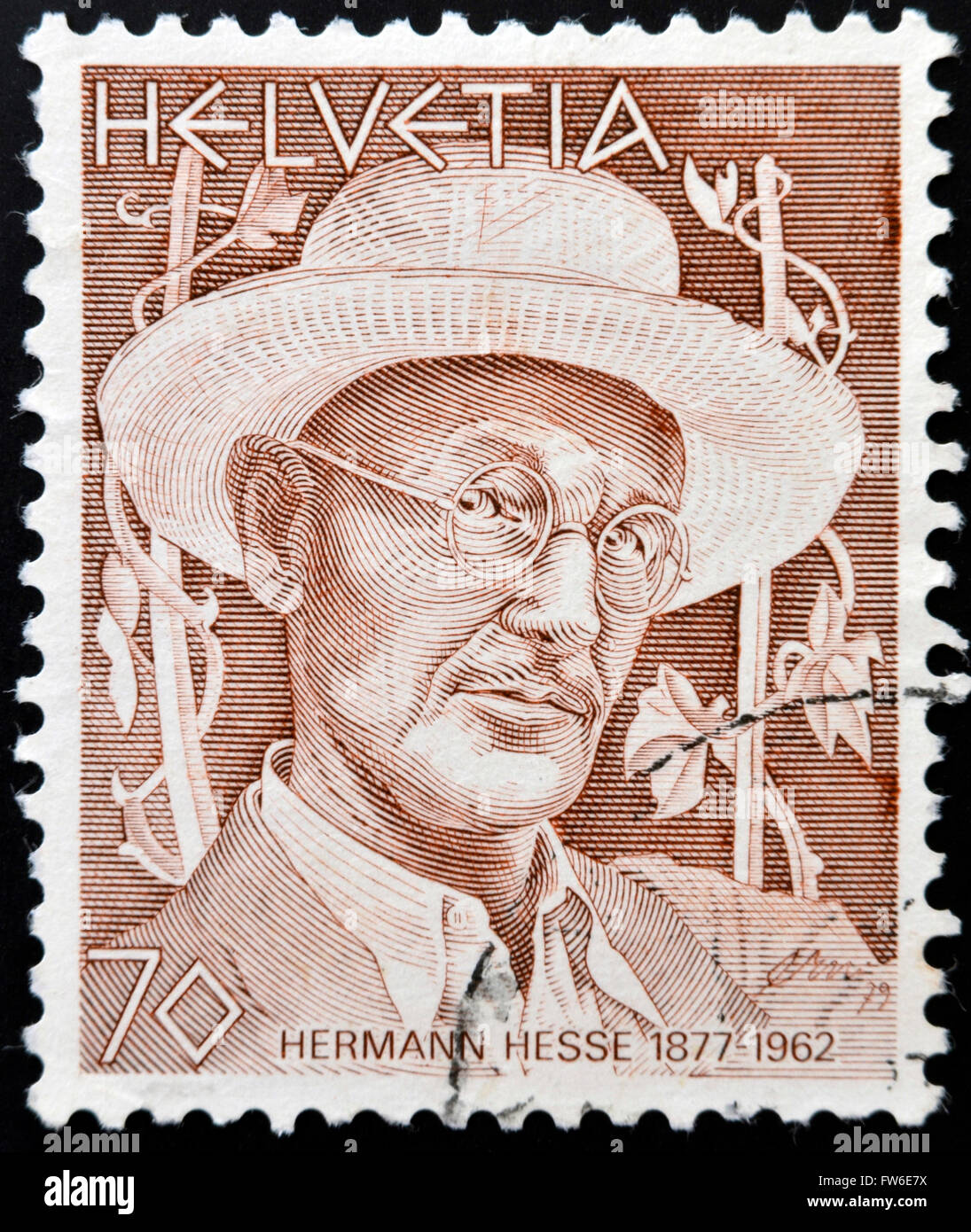 SWITZERLAND - CIRCA 1978: stamp printed in Switzerland shows Hermann Hesse, circa 1978 Stock Photo