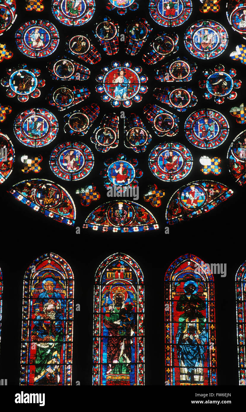 Stained Glass Windows In Chartres Cathedral South Transept Windows Chartres France Stock Photo Alamy