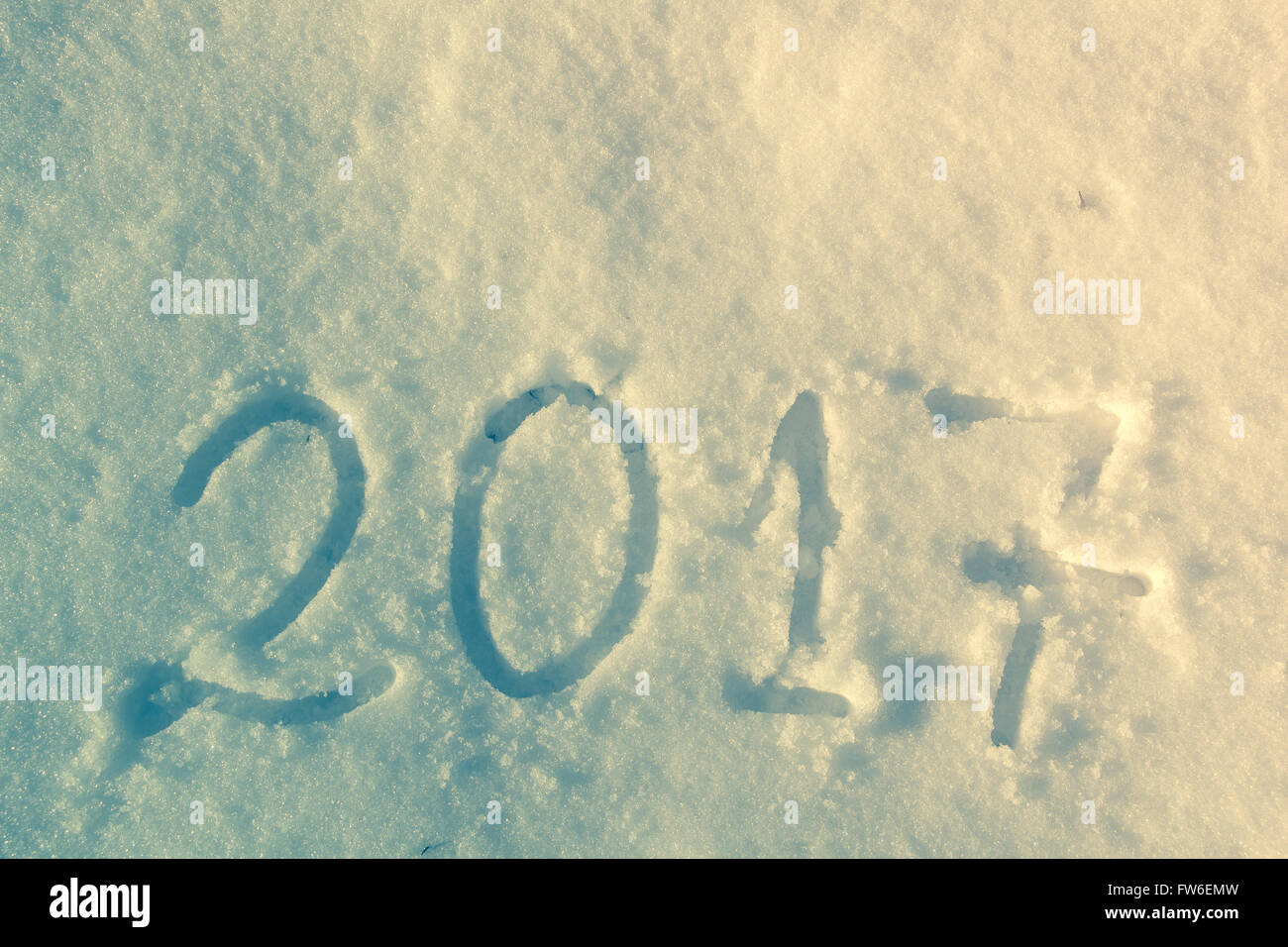 2017 on the snow for the new year and Christmas Stock Photo