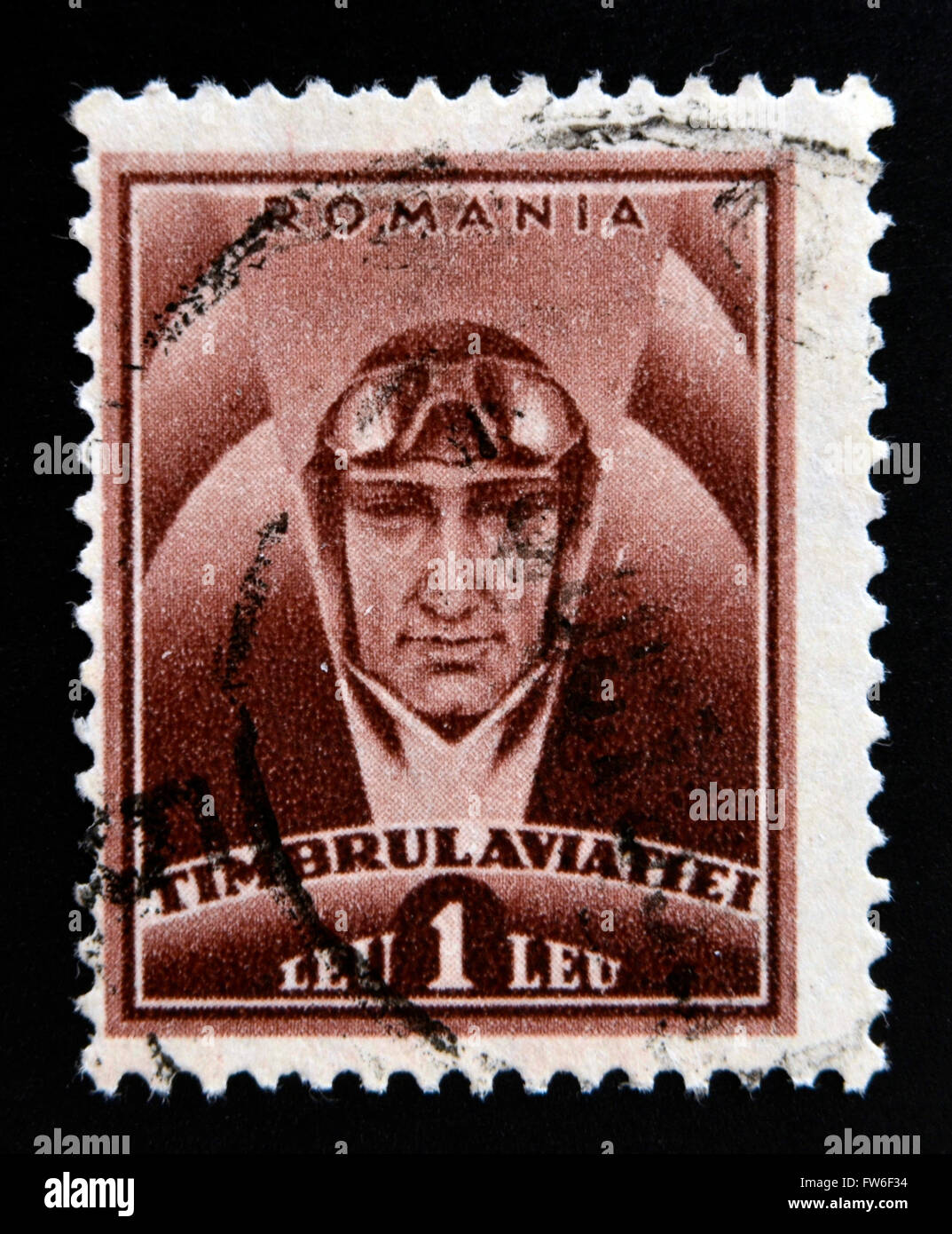 ROMANIA - CIRCA 1932: A stamp printed in Romania shows pilot, circa 1932 Stock Photo