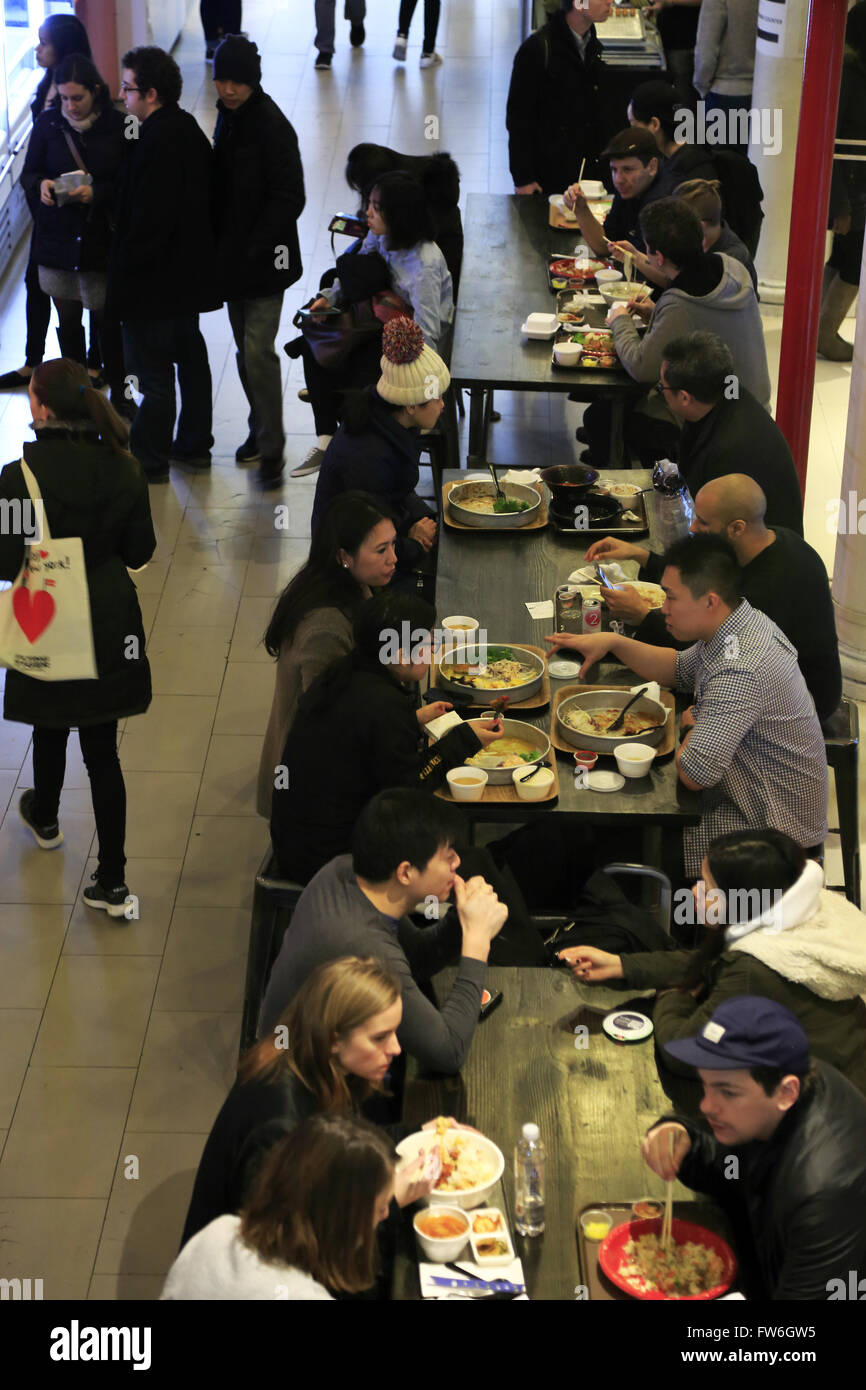 Interior view of Food Gallery 32 in Koreatown,Manhattan, New York City