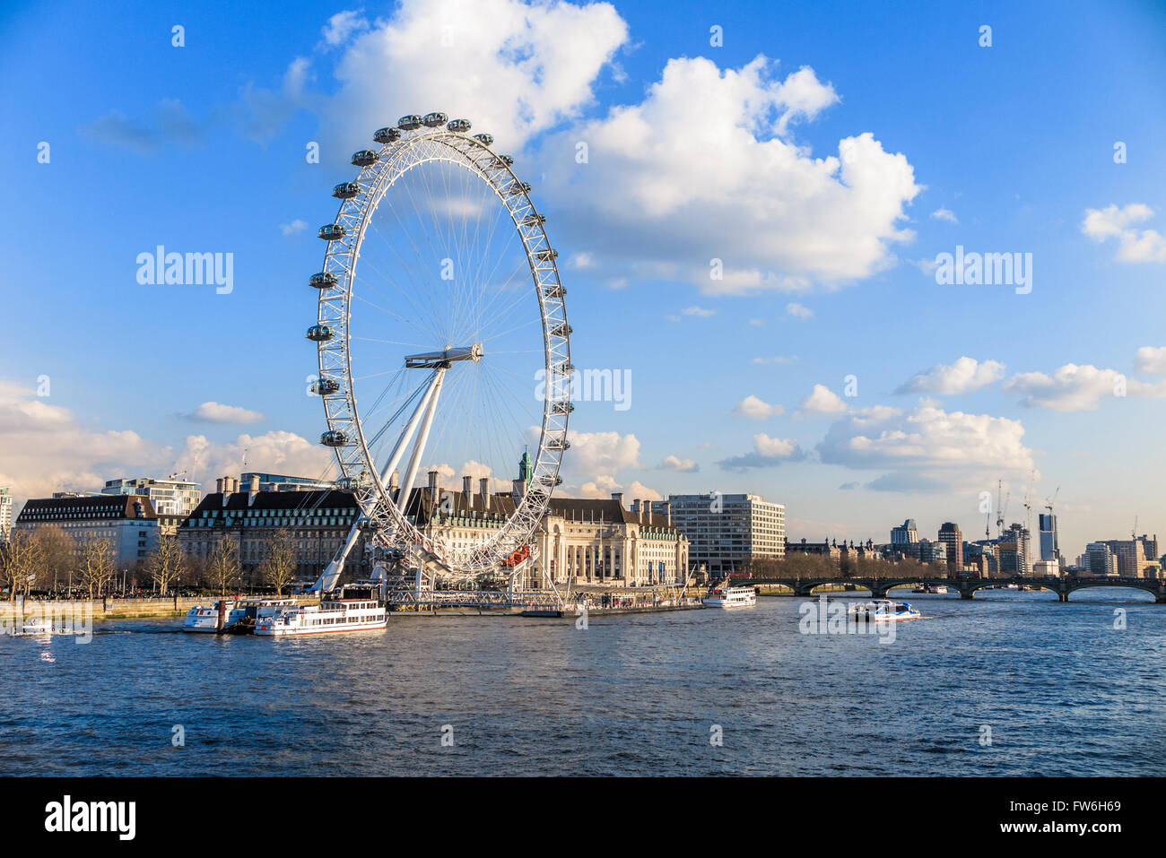 Sightseeing: The London Eye and County Hall on the south bank of the ...