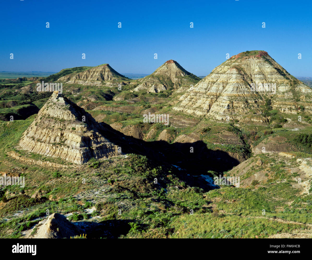 haystack buttes in the terry badlands near terry, montana Stock Photo