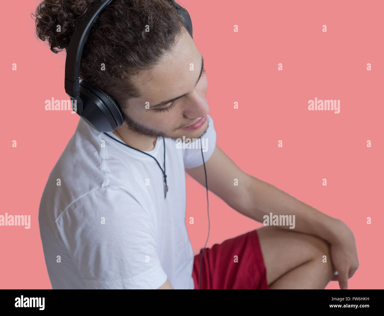Boy listening to music. Stock Photo
