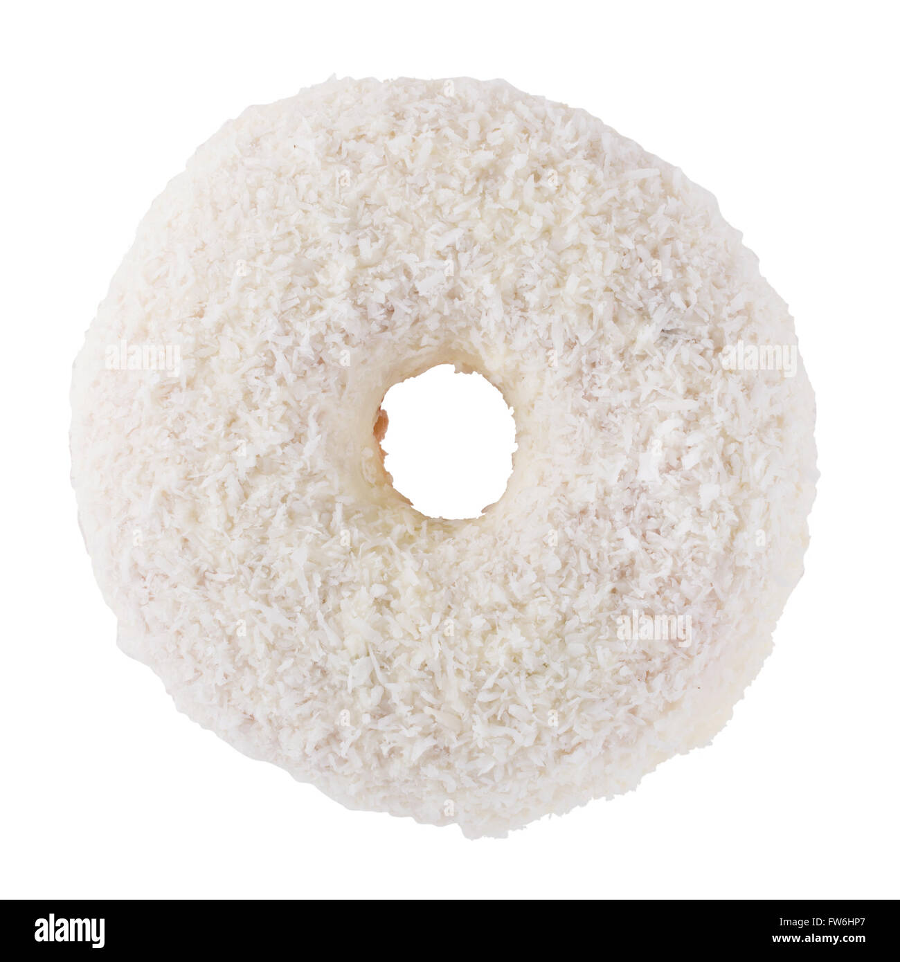 Donut in white frosting and coconut flakes Stock Photo Alamy